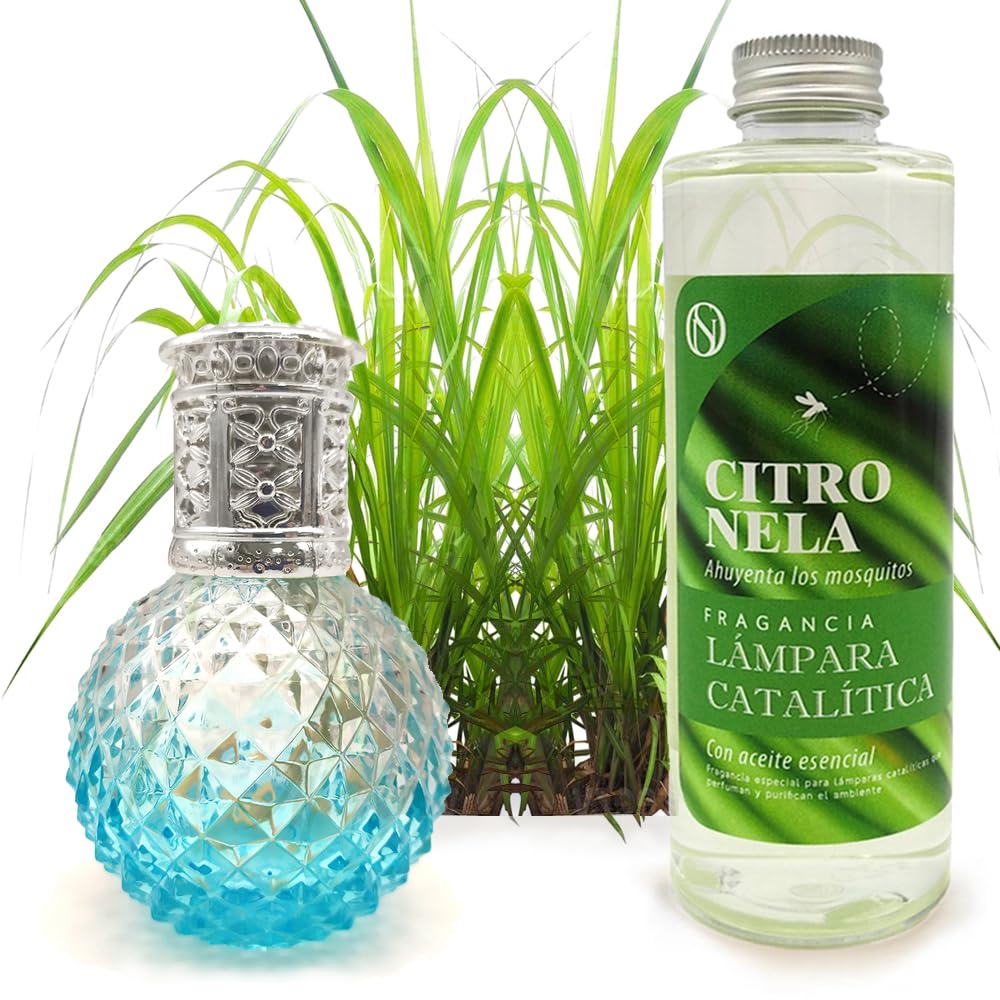 Lámpara Catalítica Blue Diamonds + Fragancia Aroma Citronela 200 Ml - Elimina Malos Olores, Impurezas Y Perfuma_0