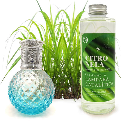 Lámpara Catalítica Blue Diamonds + Fragancia Aroma Citronela 200 Ml - Elimina Malos Olores, Impurezas Y Perfuma_0