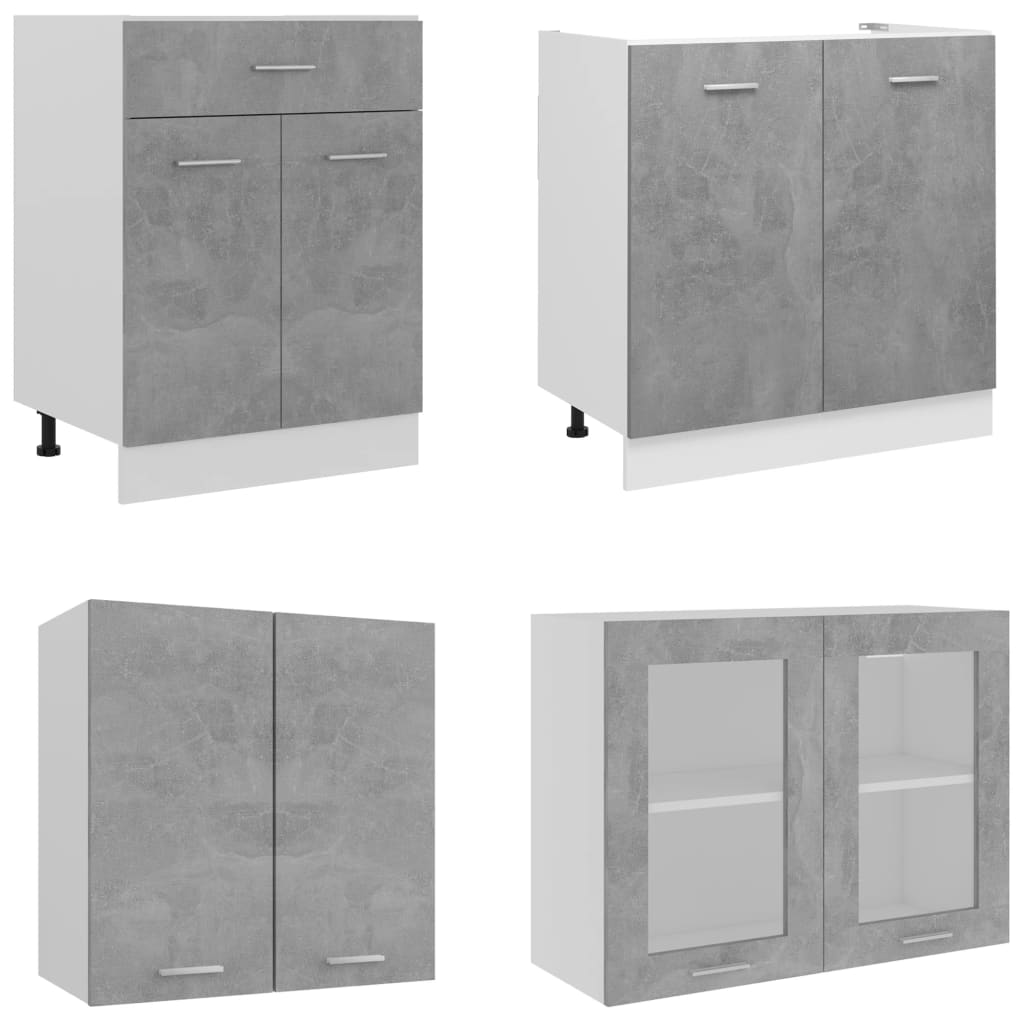 Juego Muebles De Cocina 4 Pzas Madera Ingeniería Gris Hormigón_3