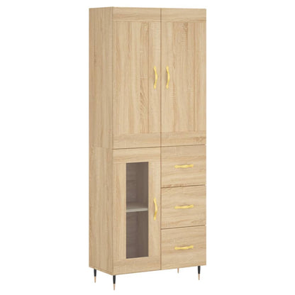 Aparador Alto Madera Contrachapada Color Roble 69,5x34x180 Cm_1