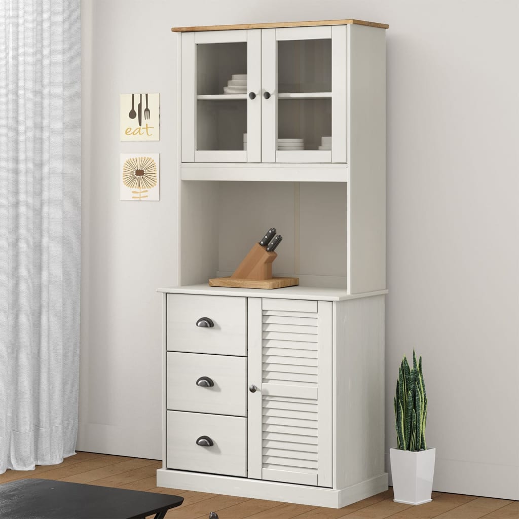 Armario Superior Tocador Vigo Madera Pino Blanco 78x30x100 Cm / Vetonek_1