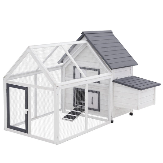 Pawhut Gallinero Exterior 2 Niveles Con Caja Nido Bandeja 166x124x112 Cm Gris Y_0