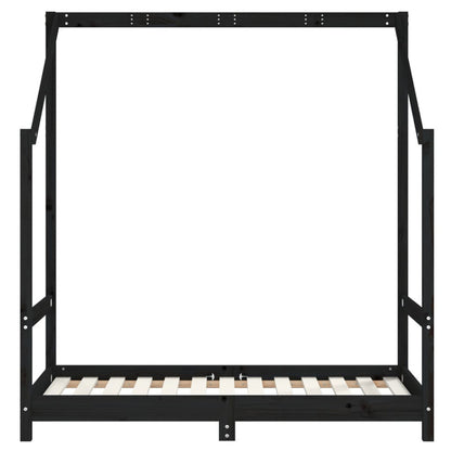 Vidaxl Estructura De Cama De Niños Madera De Pino Negro 2x(70x140) Cm_5