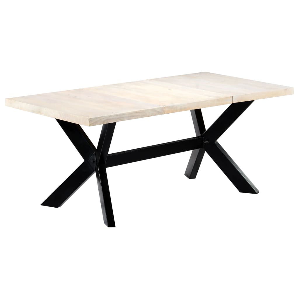 Mesa De Comedor Blanca 180x90x75 Cm Madera Maciza De Mango_4