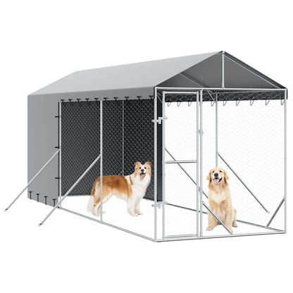 Perrera De Exterior Con Toldo Acero Galvanizado Plata 2x6x2,5 M_3