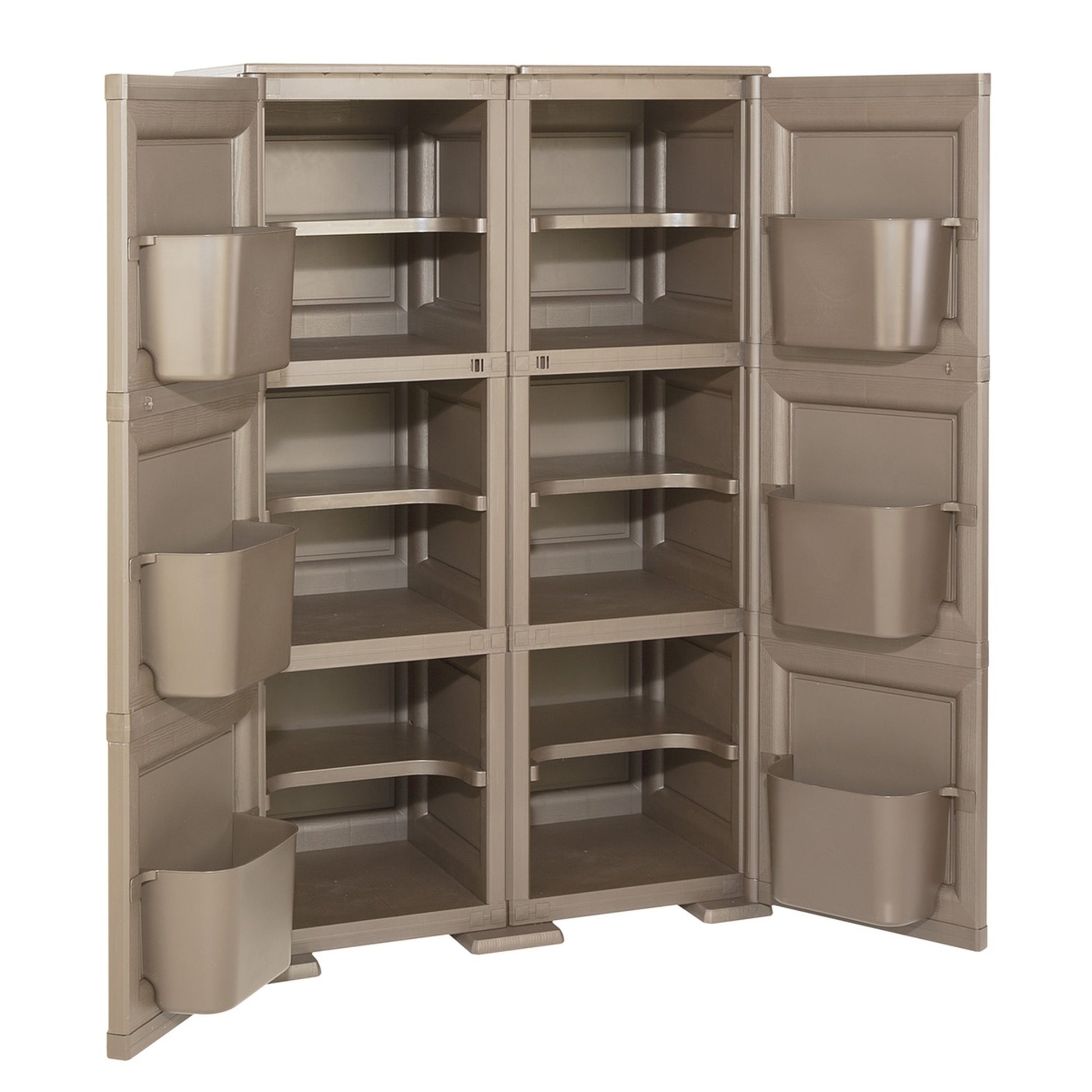 Caja De Almacenamiento Multiusos De 6 Compartimentos Y 6 Puertas Wengué