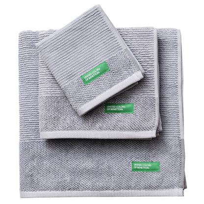 Set 3pcs Toallas De Baño (30x50+50x90+70x140cm) 450 Gsm 100%algodon Gris Casa Benetton