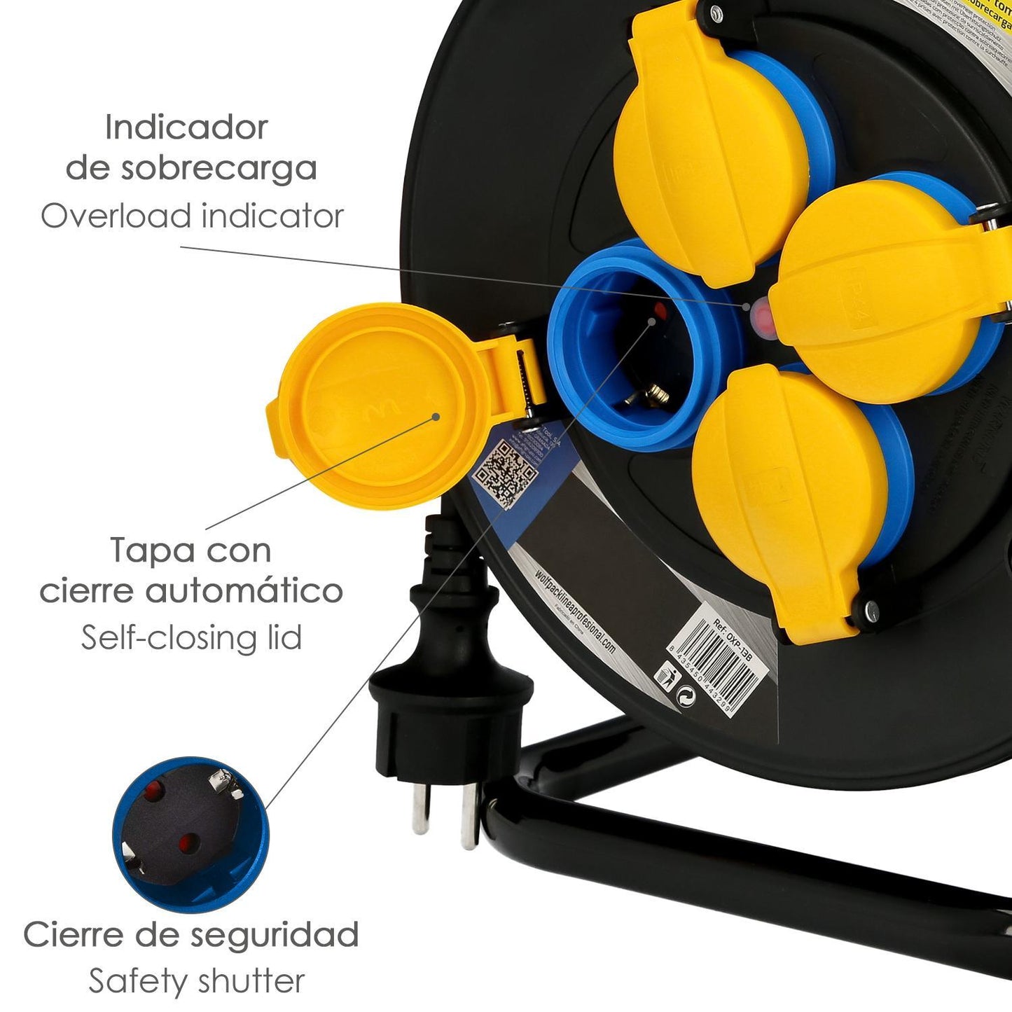 Extensible Industrial 50 Metros Protección Ip44 Con Tapas, Extensible Electrico, Enrollacables, Alaragadera, Cable Extensible_1