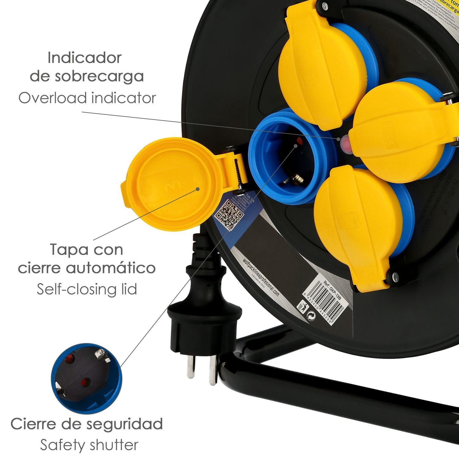 Extensible Industrial 50 Metros Protección Ip44 Con Tapas, Extensible Electrico, Enrollacables, Alaragadera, Cable Extensible_1