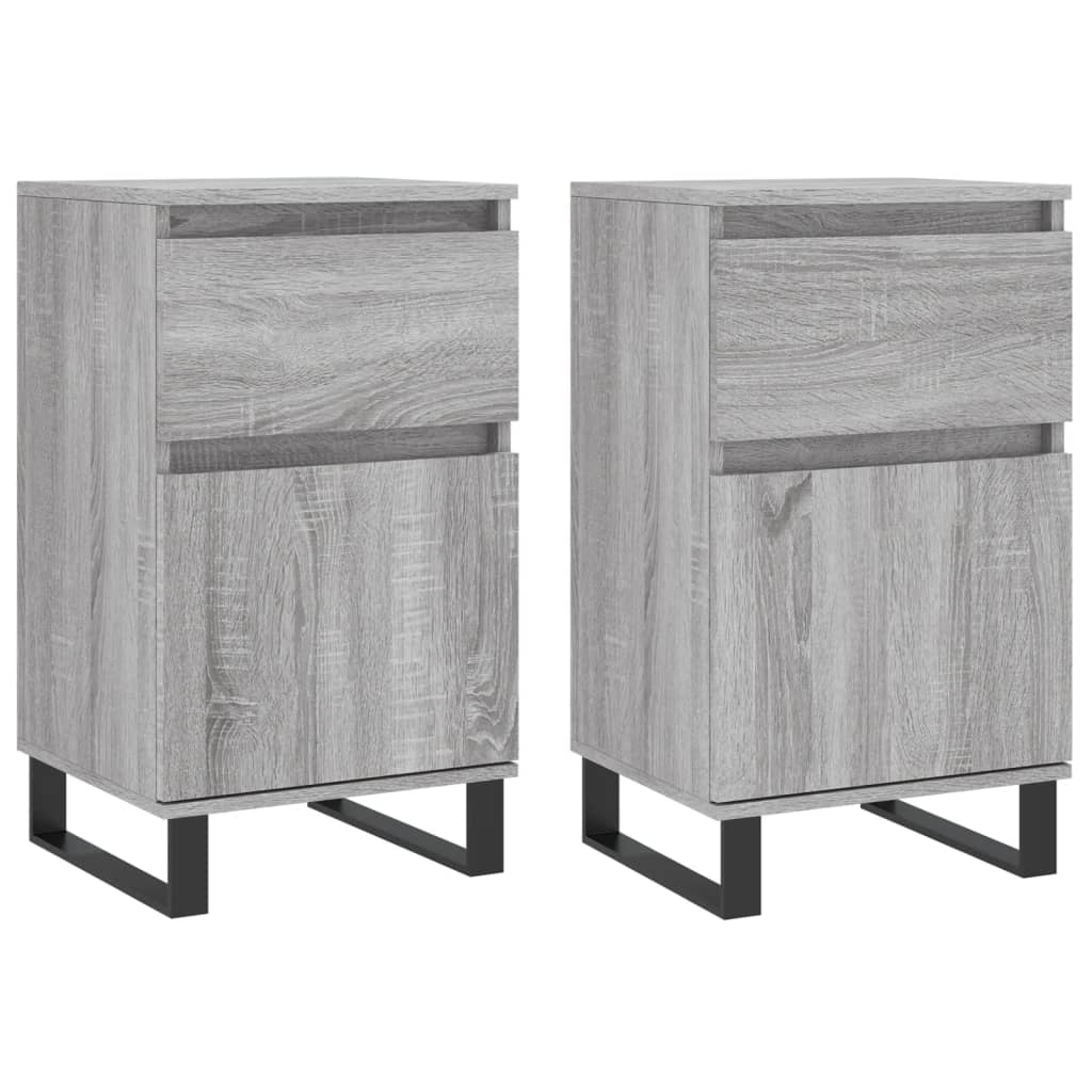 Aparadores 2 Uds Madera De Ingeniería Gris Sonoma 40x35x70 Cm / Vetonek_4