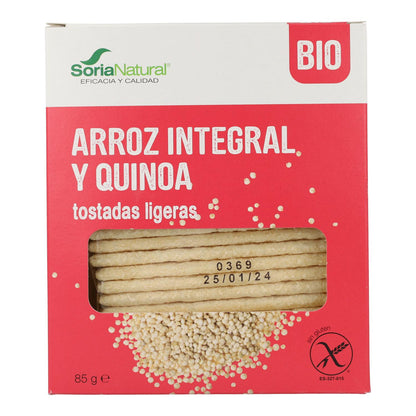 Tosta biológica de arroz integral e quinoa sem glúten Soria Natural 85 g