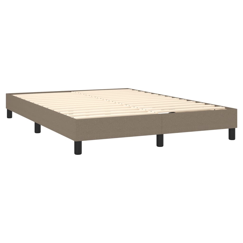 Cama Box Spring Colchón Y Luces Led Tela Gris Taupe 140x200 Cm / Vetonek_4