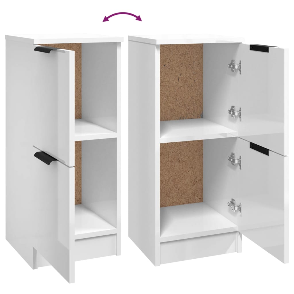 Aparador De Madera Contrachapada Blanco Brillante 30x30x70 Cm / Vetonek_4