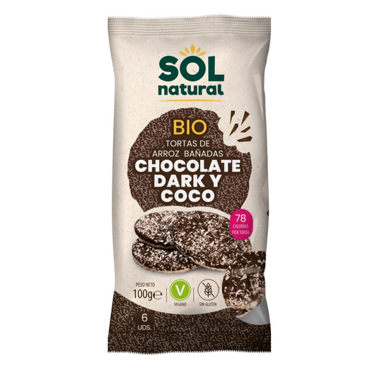 Bolinhos de arroz com chocolate e coco Sol Natural 100 g