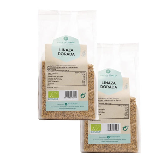 Embalagem de 2x Sementes de Linhaça Dourada Planeta Huerto ECO 500 g