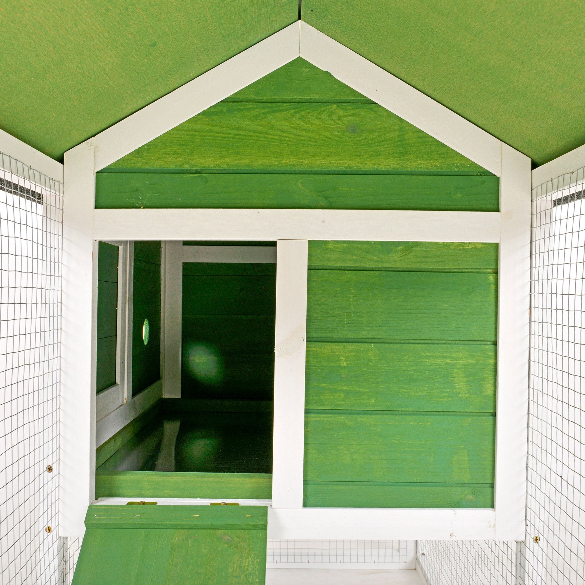 Pawhut Conejera De Madera 120x60x79 Cm Con Techo Asfáltico Verde_4