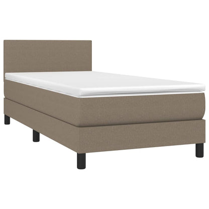 Cama Box Spring Con Colchón Led Tela Gris Taupe 100x200 Cm / Vetonek_3