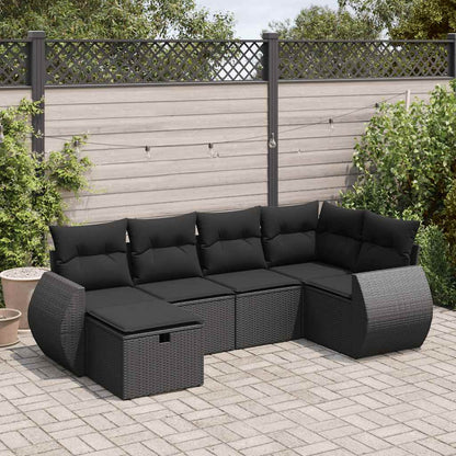 Set De Sofás De Jardín 6 Piezas Y Cojines Ratán Sintético Negro / Vetonek_2