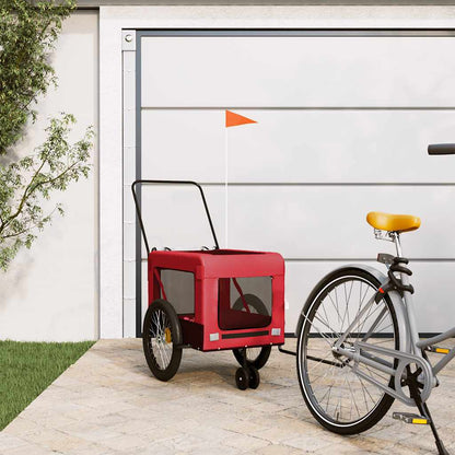Remolque De Bicicleta Mascotas Hierro Tela Oxford Rojo Negro_1