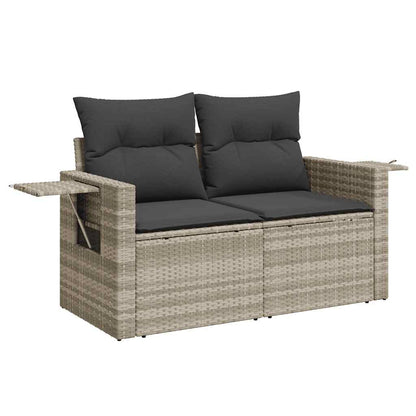 Set De Sofás De Jardín 4 Pzas Y Cojines Ratán Sintético Gris / Vetonek_4