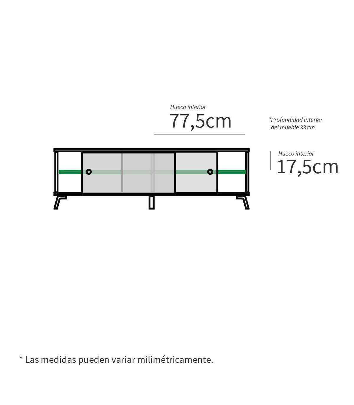 Mesa De Television Kamet 2 Puertas Correderas Acabado Roble Aurora, En Varios Colores 52 Cm(alto)160 Cm(ancho)40 Cm(largo)_2