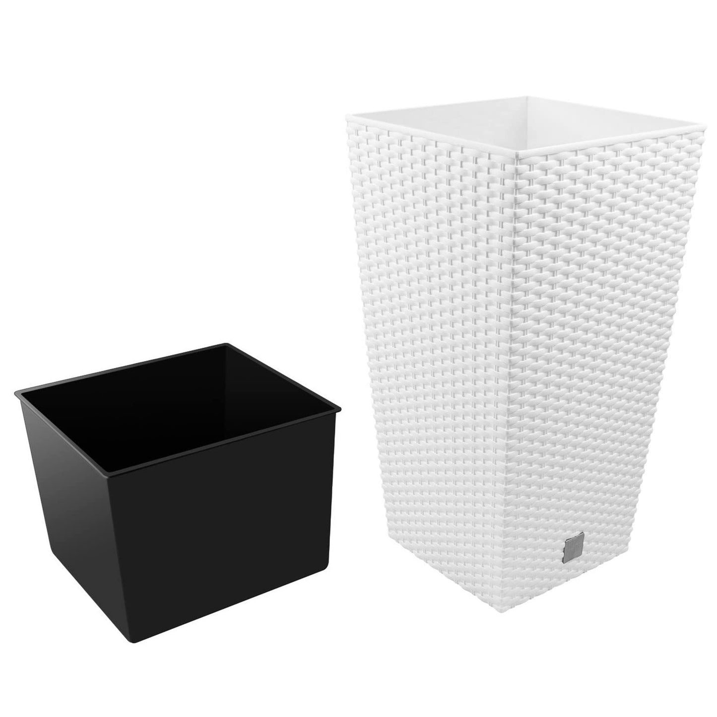 Maceta Rato De 26,6 Litros Con Inserto 26,5 X 26,5 X 50 Cm En Color Blanco_4