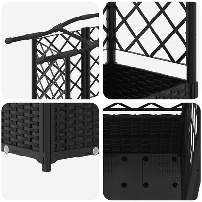 Cama Elevada Con Trellis Y Techo Negro 163 X 40 X 138 Cm Pp_5