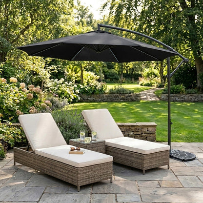 Parasol Excéntrico Led De 3 M Con Base De Medio Abanico – Negro_3