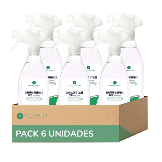 Embalagem de 6 Produtos de Limpeza Multiusos e de Vidros Eco Planeta Huerto, 750ml