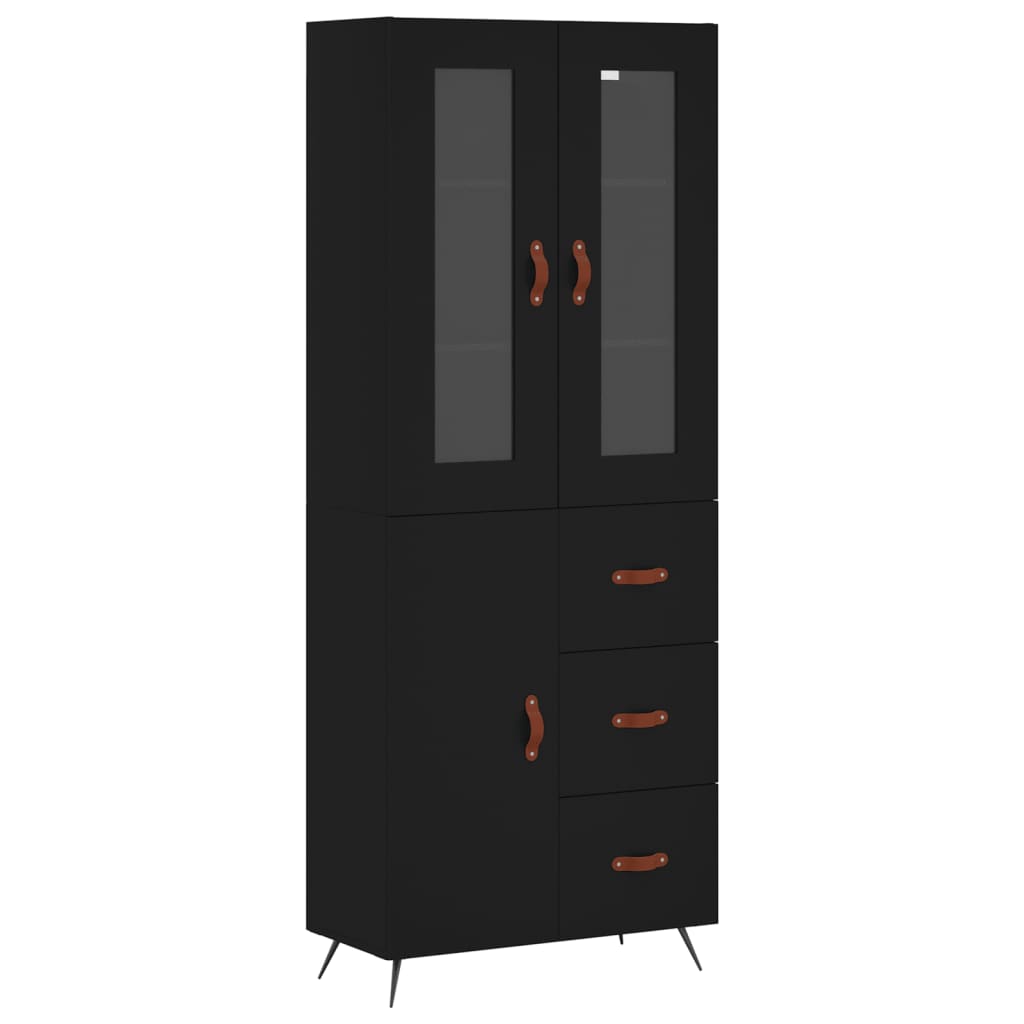 Aparador Alto Madera Contrachapada Negro 69,5x34x180 Cm_1