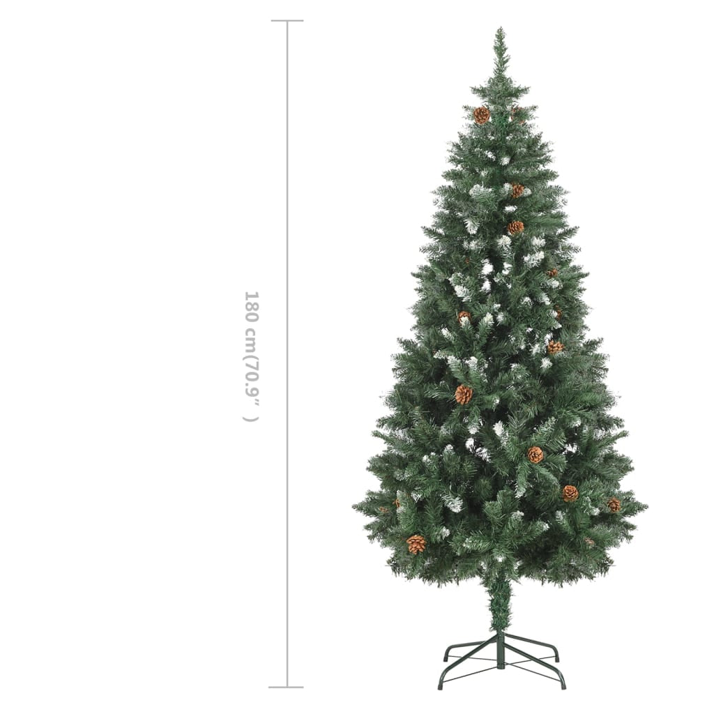 Vidaxl Árbol De Navidad Artificial Con Piñas Y Brillo Blanco 180 Cm_2