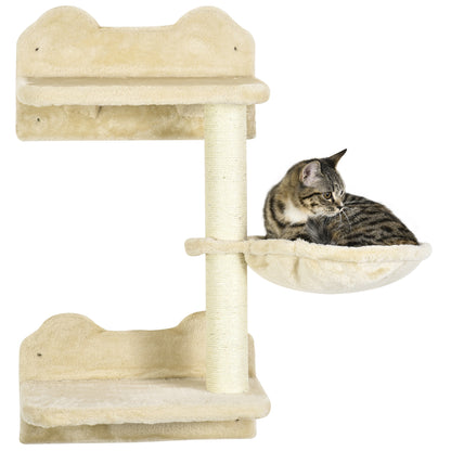 Pawhut Juego De Estanterías Para Gatos De Pared De 4 Piezas Beige_4