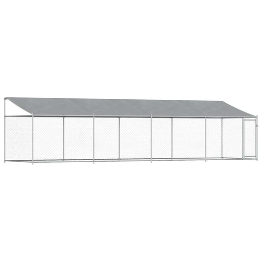 Jaula De Perros Techo Y Puerta Acero Galvanizado Gris 8x2x2 M_0