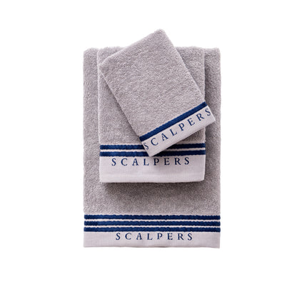 Set Toallas Baño (tocador 30x50cm + Manos 50x90cm + Baño 70x140cm) En Algodón Gris Con Azul Scalpers Home_0