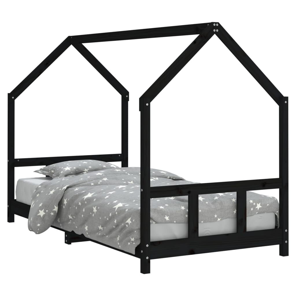 Vidaxl Estructura De Cama Para Niños Madera De Pino Negro 90x190 Cm_0