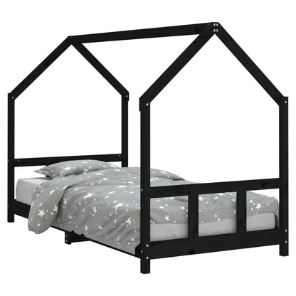 Vidaxl Estructura De Cama Para Niños Madera De Pino Negro 90x190 Cm_0