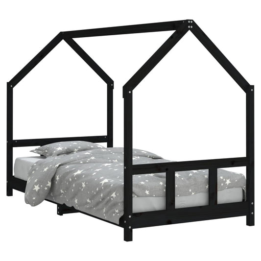 Vidaxl Estructura De Cama Para Niños Madera De Pino Negro 90x190 Cm_0