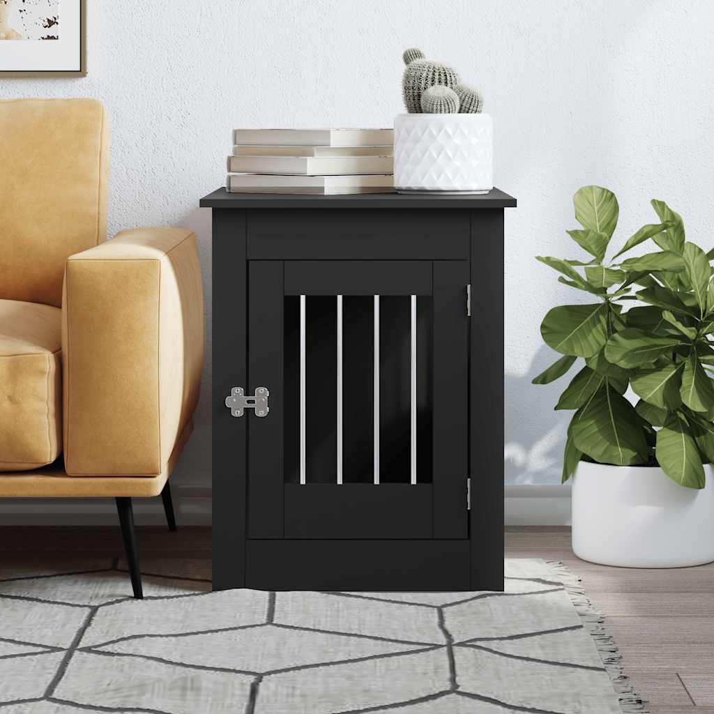 Jaula Para Perros Madera De Ingeniería Negro 55x80x68 Cm_2