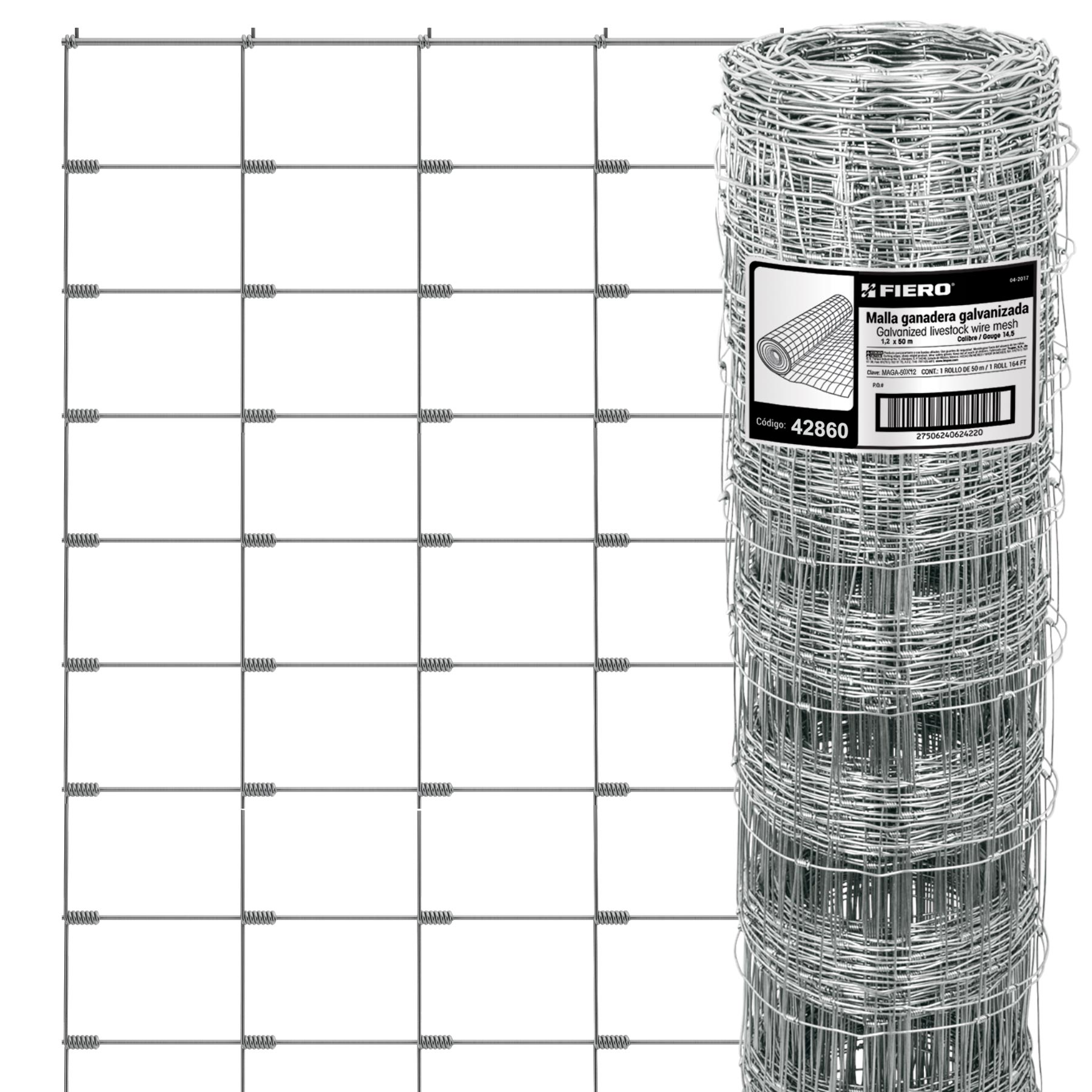 Malla Ganadería De Acero Galvanizado - 1,20x50 M_0