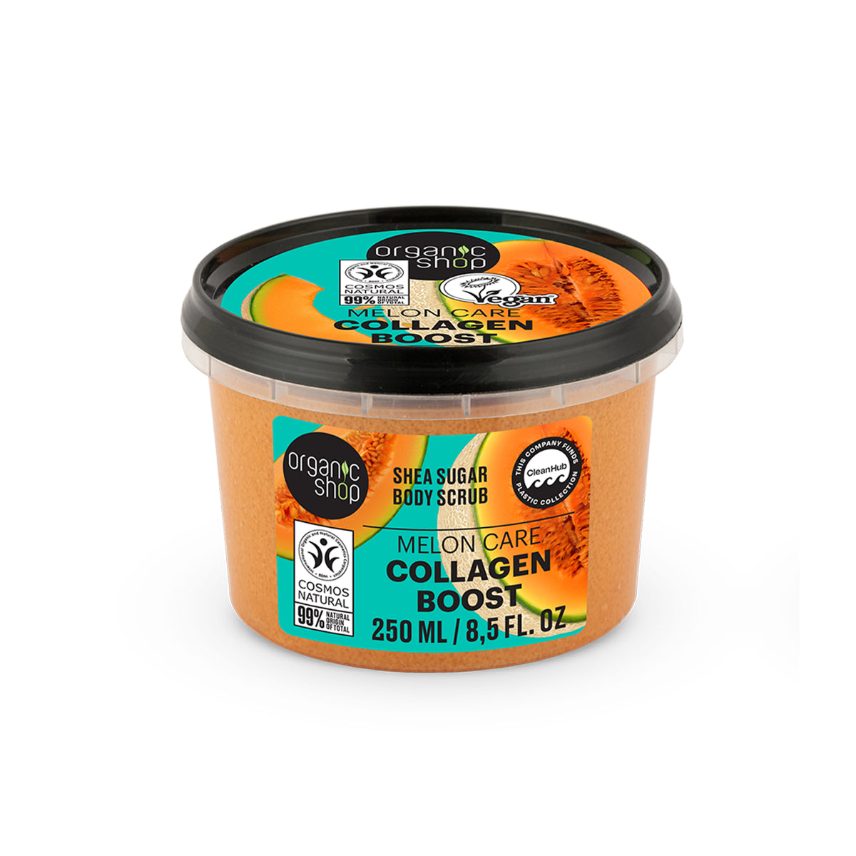 Esfoliante Corporal de Melão e Karité à Base de Açúcar para Reforço do Colagénio da Organic Shop 250ml