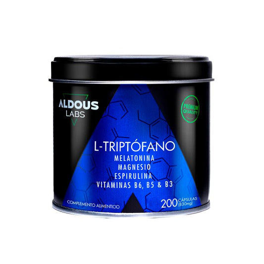 L-Triptofano Premium 600 mg + Melatonina 1,78 mg + Magnésio + Espirulina + Vitaminas, 200 cápsulas. Aldous Labs