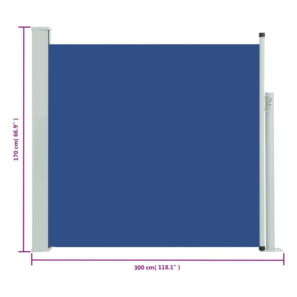 Vidaxl Toldo Lateral Retráctil De Jardín Azul 170x300 Cm_2