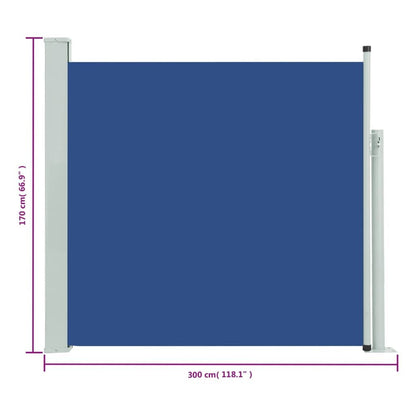 Vidaxl Toldo Lateral Retráctil De Jardín Azul 170x300 Cm_2