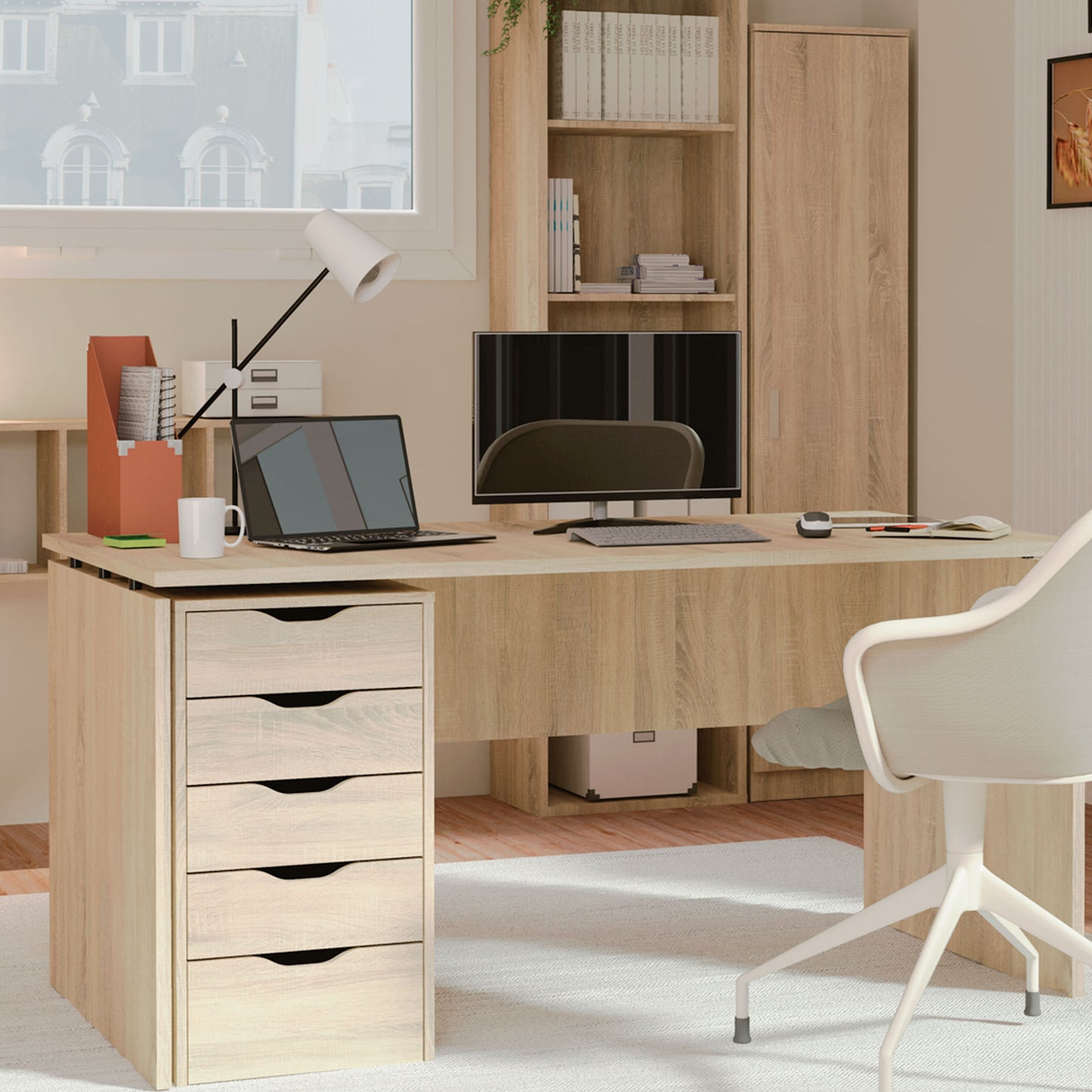 Escritorio, Mesa De Ordenador Oficina, Estudio 76 X 155 X 68 Cm, Despacho, Habitación, Desk, Briebe, Zenith, Madera_1