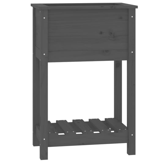 Jardinera De Madera Maciza De Pino Gris 54x34,5x81 Cm_0