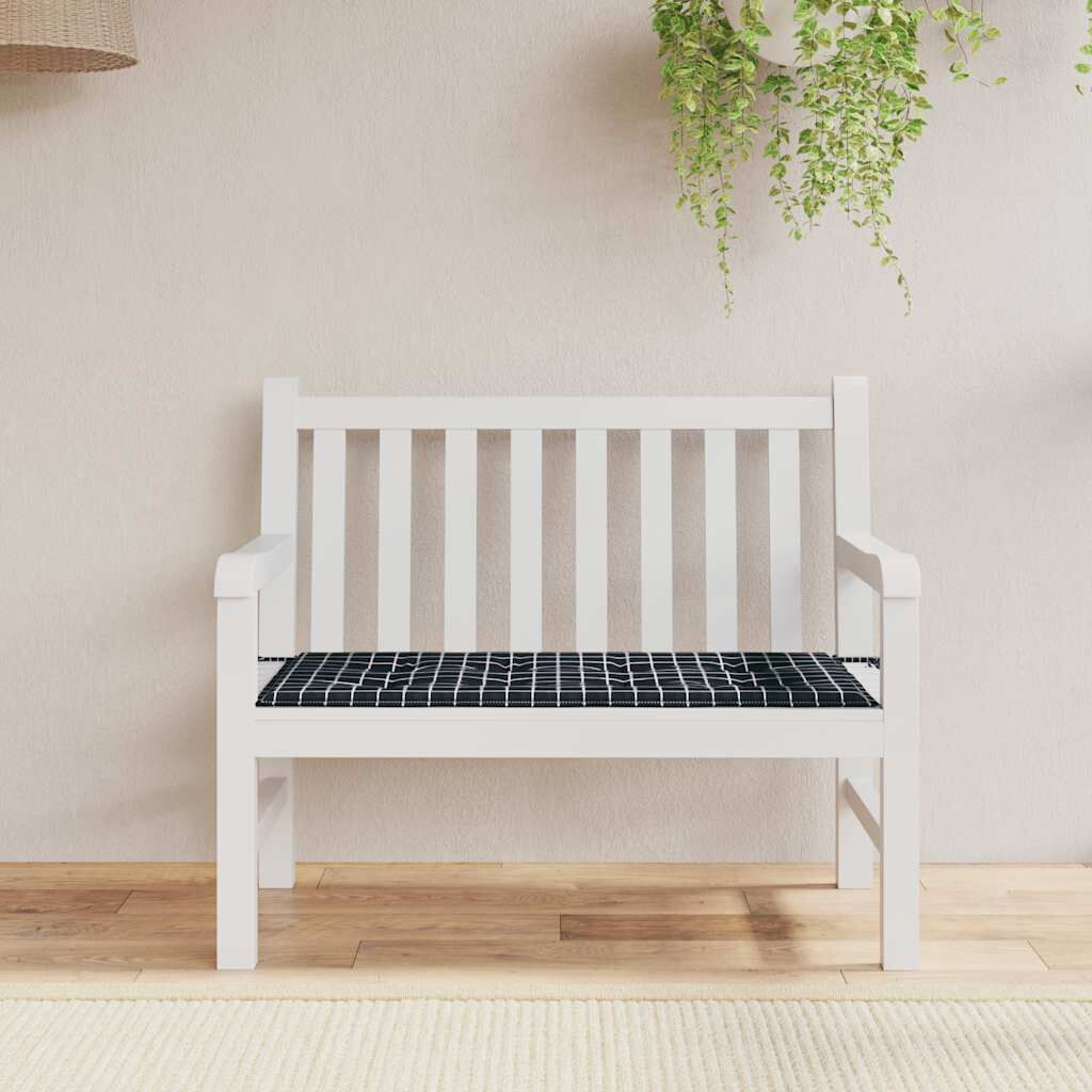 Vidaxl Cojín Para Banco Jardín Tela Oxford A Cuadros Negro 100x50x4 Cm_1