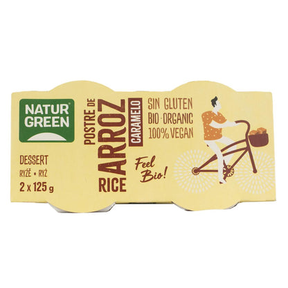 Sobremesa de arroz e caramelo NaturGreen, 2 x 125 g