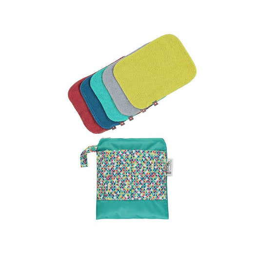 Pack de 10 toalhetes de bambu reutilizáveis ​​em cores brilhantes