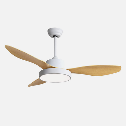 Ventilador Dc Hayate 24w 2650lm Blanco/haya 3aspas 97d 3000-4000-6000k Remoto,memoria Y Temporizador_1