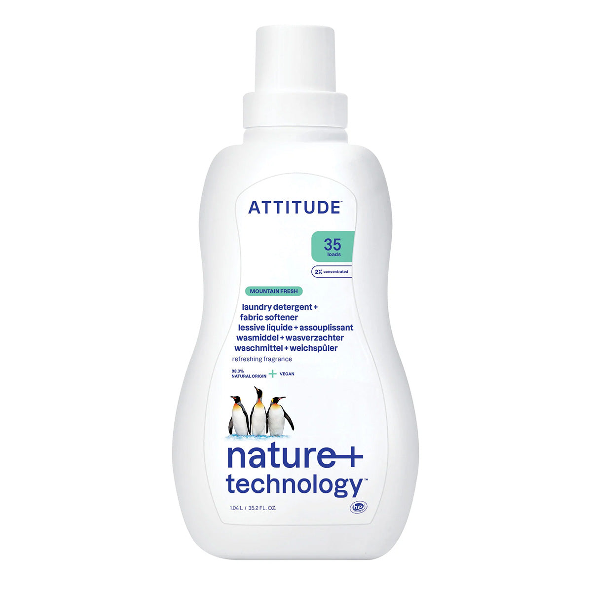 Nature + Technology Detergente e amaciador 2 em 1, Mountain Essence, Attitude, 35 lavagens